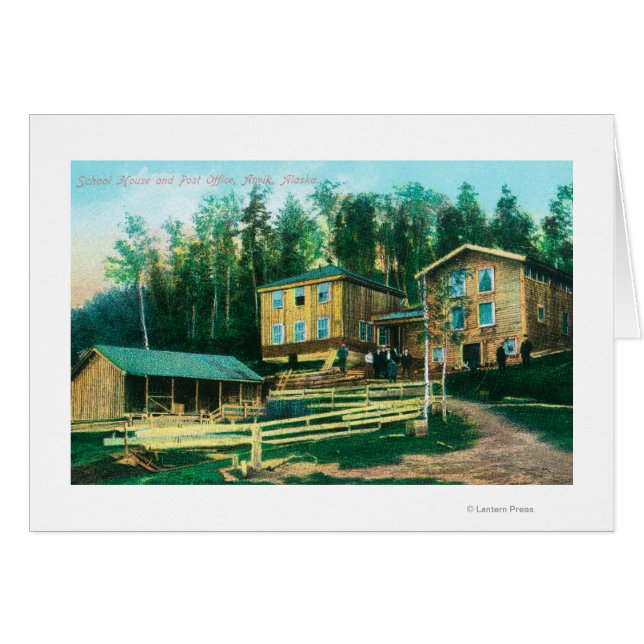 Außenansicht des Schulhauses und der Post (Vorderseite (Horizontal))