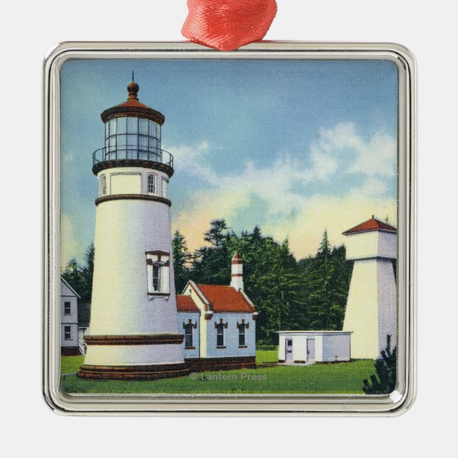 Außenansicht des Umpqua LighthouseCoast Silbernes Ornament (Vorne)