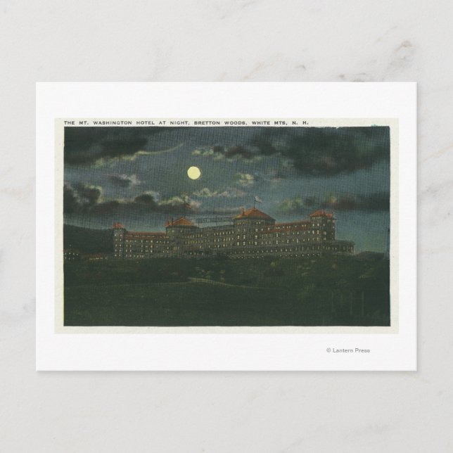 Außenansicht des Washington Hotel bei Nacht Postkarte (Vorderseite)