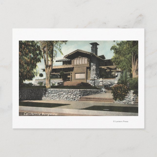 Außenansicht eines kalifornischen Bungalows Postkarte (Vorderseite)