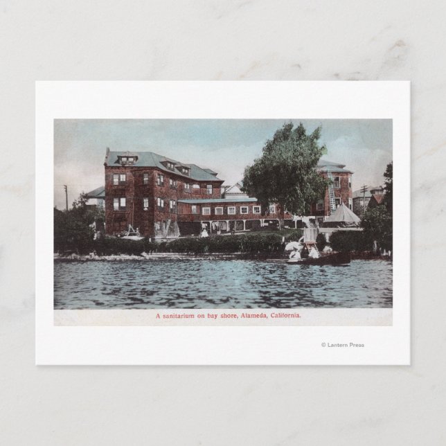 Außenansicht eines Sanitariums an der Bucht Postkarte (Vorderseite)