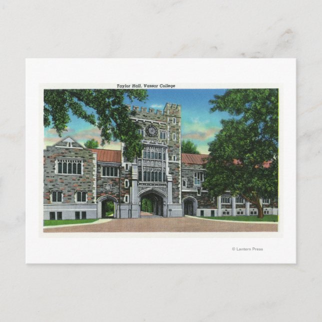 Außenansicht Taylor Hall, Vassar-Uni Postkarte (Vorderseite)