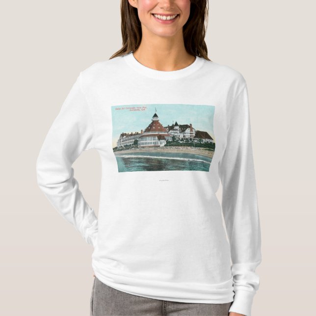 Außenansicht von Hotel del Coronado vom Pier T-Shirt (Vorderseite)