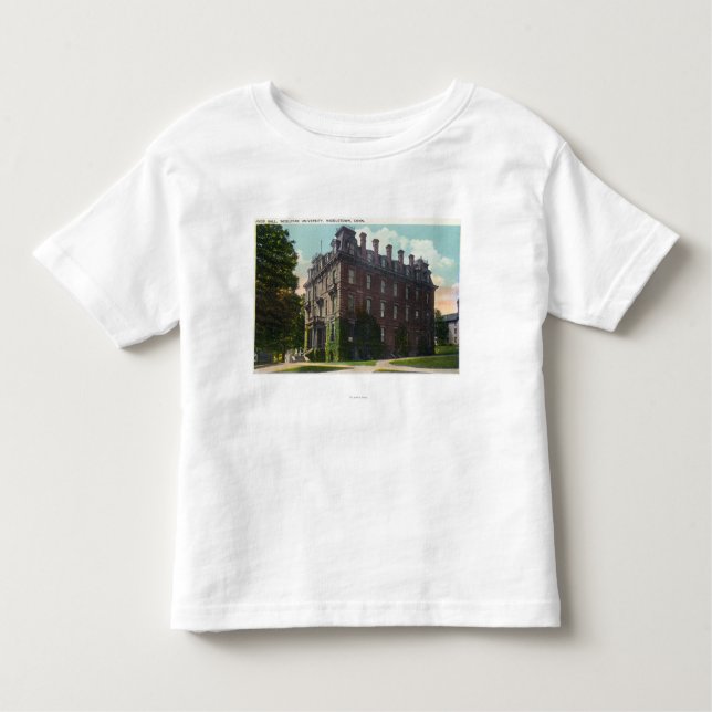 Außenansicht von Judd Hall, Wesleyan Universität Kleinkind T-shirt (Vorderseite)
