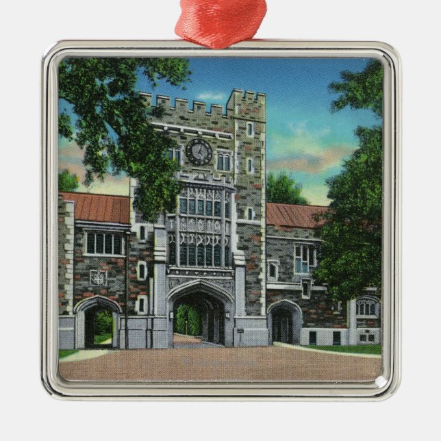 Außenansicht von Taylor Hall, Vassar Uni Silbernes Ornament (Vorne)