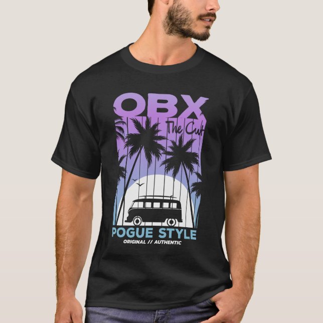Außenbänke OBX die Cut Pogue Style Surfer Van T-Shirt (Vorderseite)