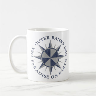 Außenbanken OBX kompass Navy Blue Silver Vintag Kaffeetasse