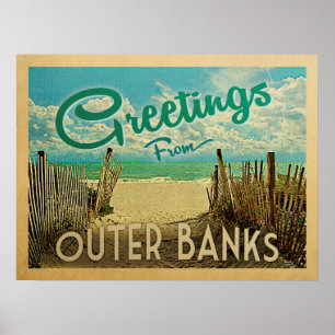Außenbanks Beach Vintage Reise Poster