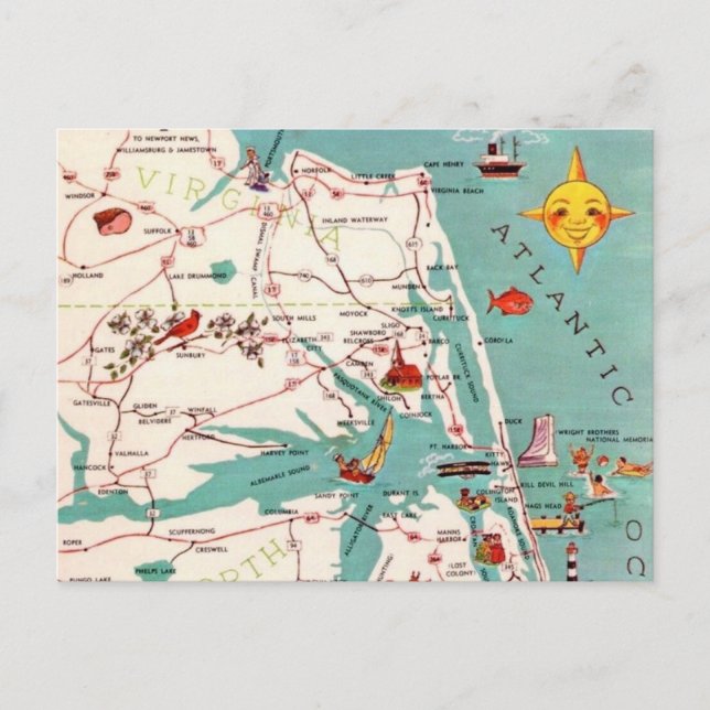 Außenbanks Kitty Hawk Postkarte (Vorderseite)