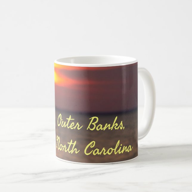Außenbanks North Carolina Beach Sunset Orange Sky Kaffeetasse (VorderseiteRechts)