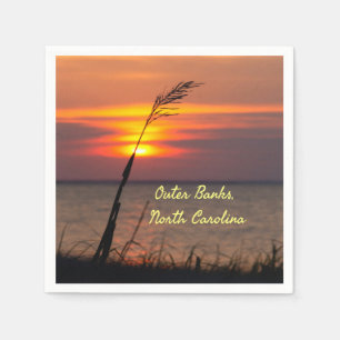 Außenbanks North Carolina Beach Sunset Orange Sky Serviette