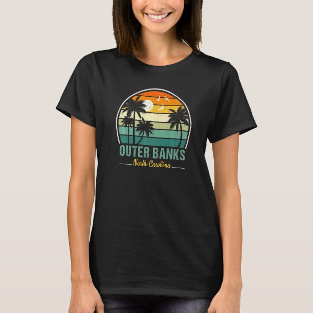 Außenbanks North Carolina Retro Sonnenuntergang Pa T-Shirt (Vorderseite)