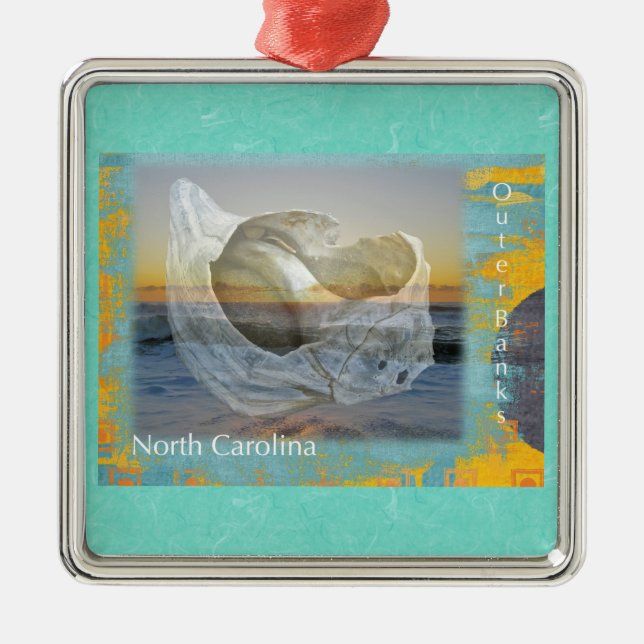 Außenbanks North Carolina Seashell & Surf Silbernes Ornament (Vorne)