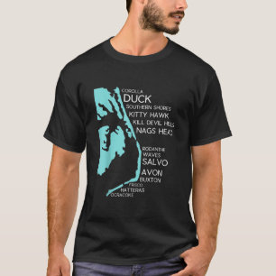 Außenbanks North Carolina T Shirt Karte OBX NC So