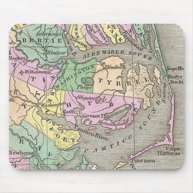 Außenbanks und Eastern North Carolina Map (1827) Mousepad (Vorne)