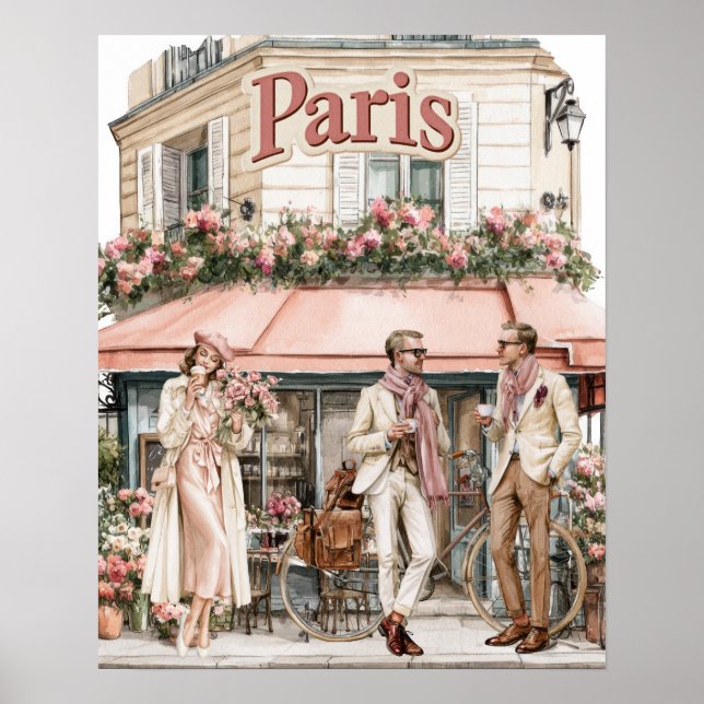 Außenbereich eines Cafes in Paris Poster (Vorne)