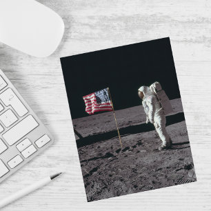 Außenraum, Astronaut auf dem Mond & amerikanische  Feiertagspostkarte