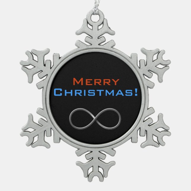 Aussenseiter-Geschenke der frohe Schneeflocken Zinn-Ornament (Vorderseite)