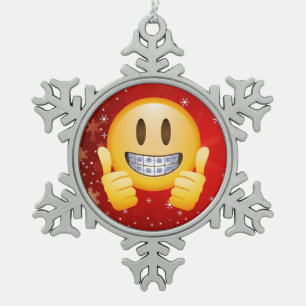 Aussenseiter-Klammer-Weihnachten Emoji stellen Schneeflocken Zinn-Ornament