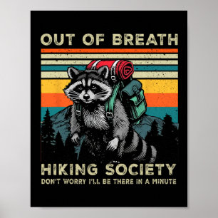 Außer Atem Wanderverein Waschbär Wandern Vintage Poster