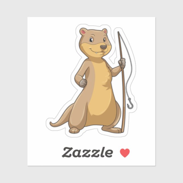 Außer Fisher mit Angelrute Aufkleber (Blatt)