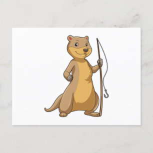 Außer Fisher mit Angelrute Postkarte