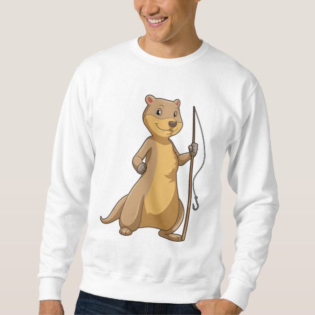 Außer Fisher mit Angelrute Sweatshirt (Vorderseite)