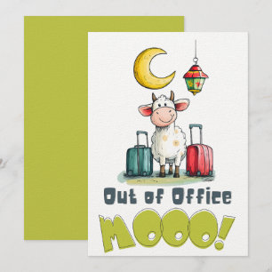 Ausser Haus MOOO!   Lustige Eid-Kuh im Urlaub Einladung