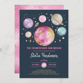Außer Space Girl Baby Showmond Stars Galaxy Inv Einladung