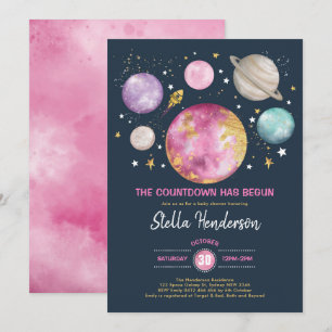 Außer Space Girl Baby Showmond Stars Galaxy Inv Einladung