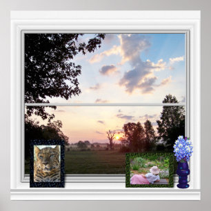 Äußere Ansicht - nebelhafter Morgen Poster