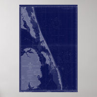 Äußere Banken NC OBX Karte Nautic Chart Blue Art