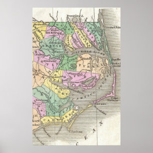 Äußere Banken und OstNorth Carolina-Karte (1827) Poster