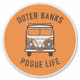 Äußere Banken Van Pogue Life OBX Vintag (Orange) Aufkleber