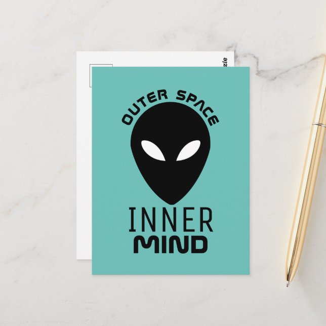Äußere Weltrauminnenkentum, außerirdische Alien Postkarte (Vorderseite/Rückseite Beispiel)