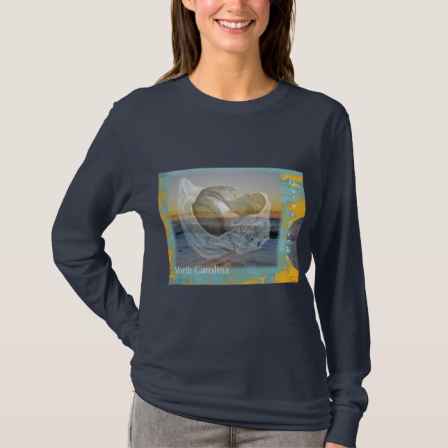 Äußerer Bank-North Carolina-Seashell u. Brandung T-Shirt (Vorderseite)