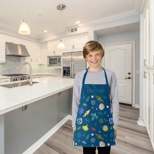 Äußeres Raummuster Doodle Monogramm   Dunkelblau Schürze