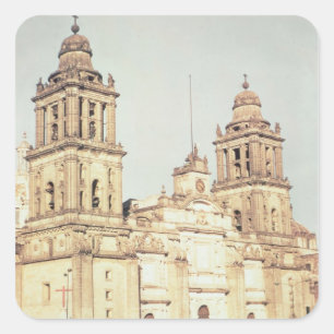 Äußeres von Mexiko- Citykathedrale Quadratischer Aufkleber