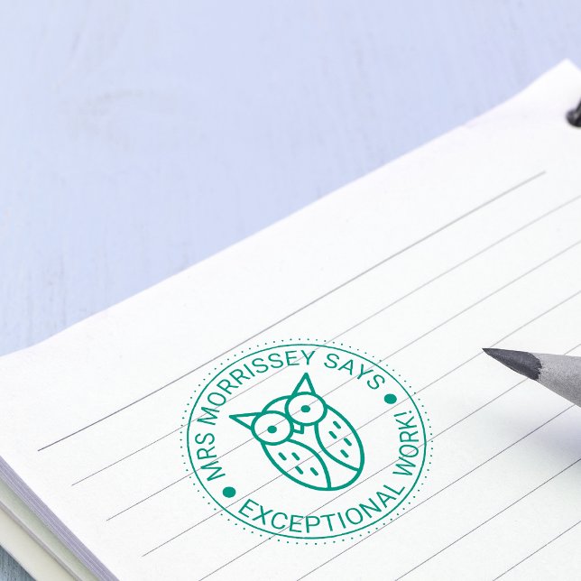 Außergewöhnliche Arbeitshandlehrer Personalisiert Permastempel (Exceptional Work Owl Teachers Personalized Self-inking Stamp)