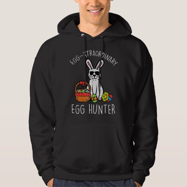 Außergewöhnliche Eierjäger Ostern Bunny Boys Kinde Hoodie (Vorderseite)