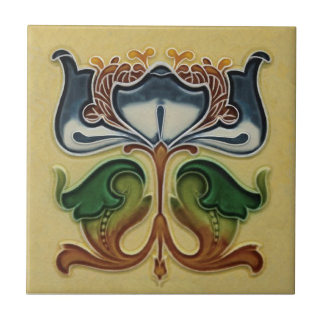 Außergewöhnliche englische Art Nouveau Floral c190 Fliese (Vorderseite)