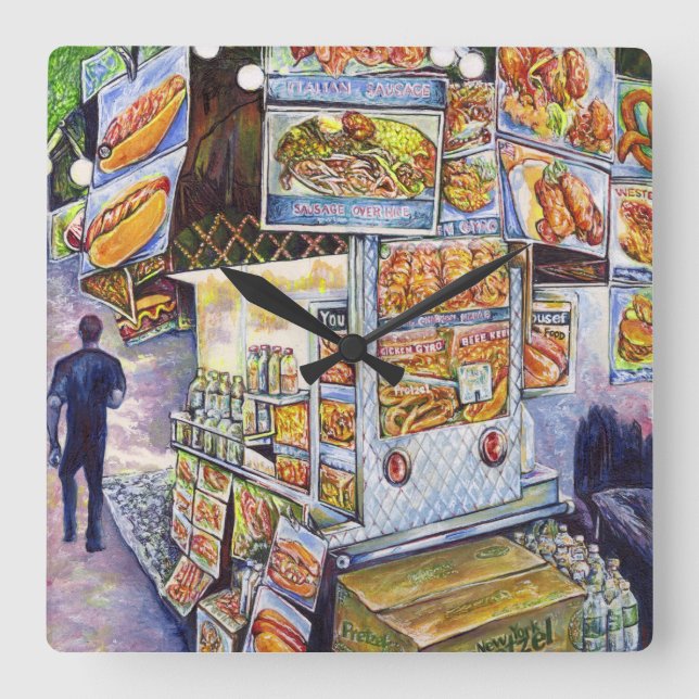 Außergewöhnliche künstlerische Arbeit Quadratische Wanduhr (Vorderseite)