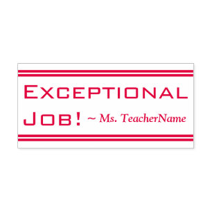 "Außergewöhnlicher Job!" + Tutor Name Rubber Brief Permastempel