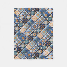 Außergewöhnliches Blau & Orange, arabisch und maro Fleecedecke