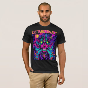 Außergewöhnliches - Psychedelisches Neon-Totenkopf T-Shirt
