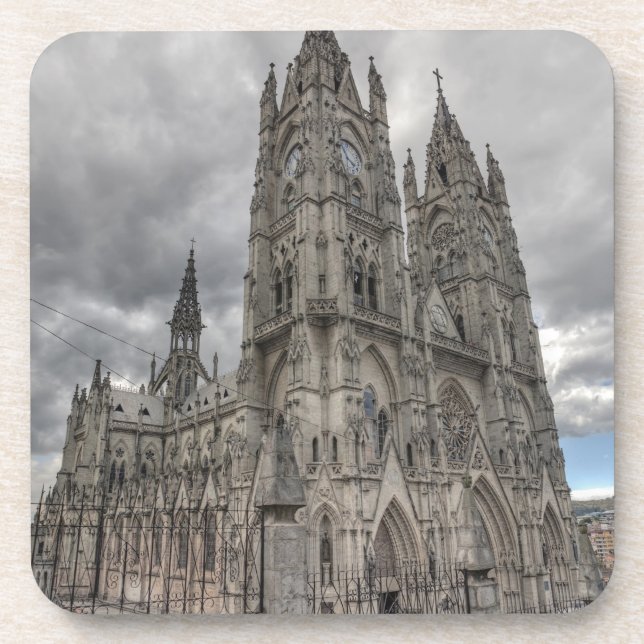 Außerhalb der Basilika in Quito, Ecuador Getränkeuntersetzer (Vorderseite)