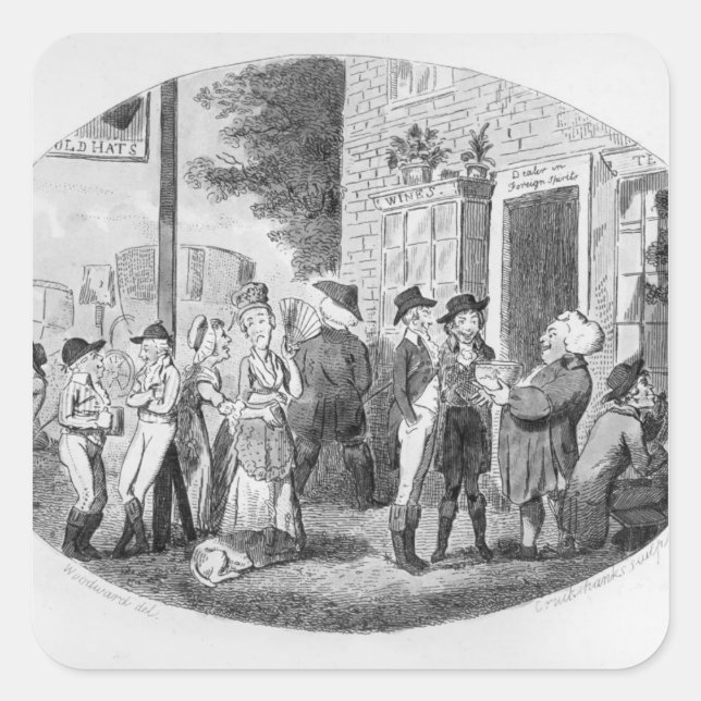 Außerhalb der Taverne Old Hats Quadratischer Aufkleber (Vorderseite)