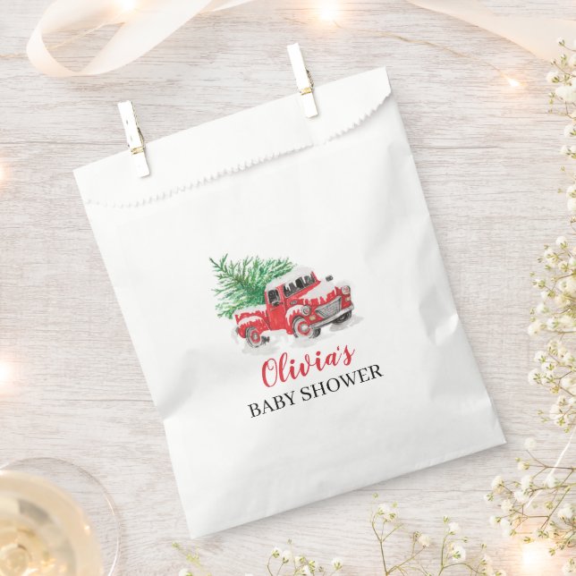 Außerhalb der Winter Red Truck Baby Dusche ist es  Geschenktütchen (Ausgeschnitten)