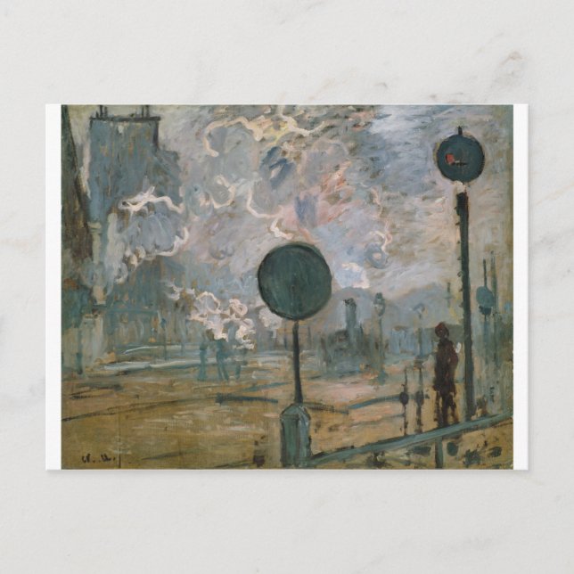 Außerhalb des Bahnhofs Saint-Lazare (1877) Postkarte (Vorderseite)