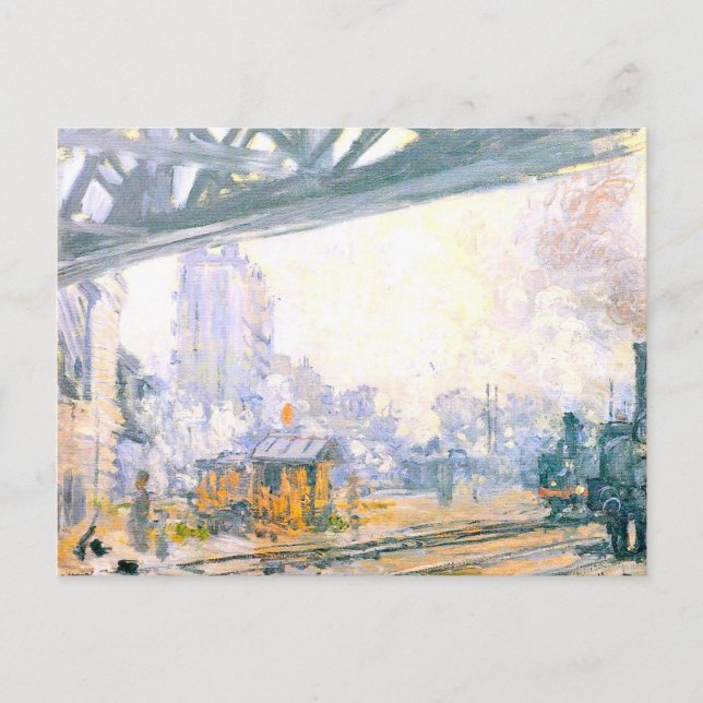 Außerhalb des Bahnhofs Saint-Lazare Postkarte (Vorderseite)